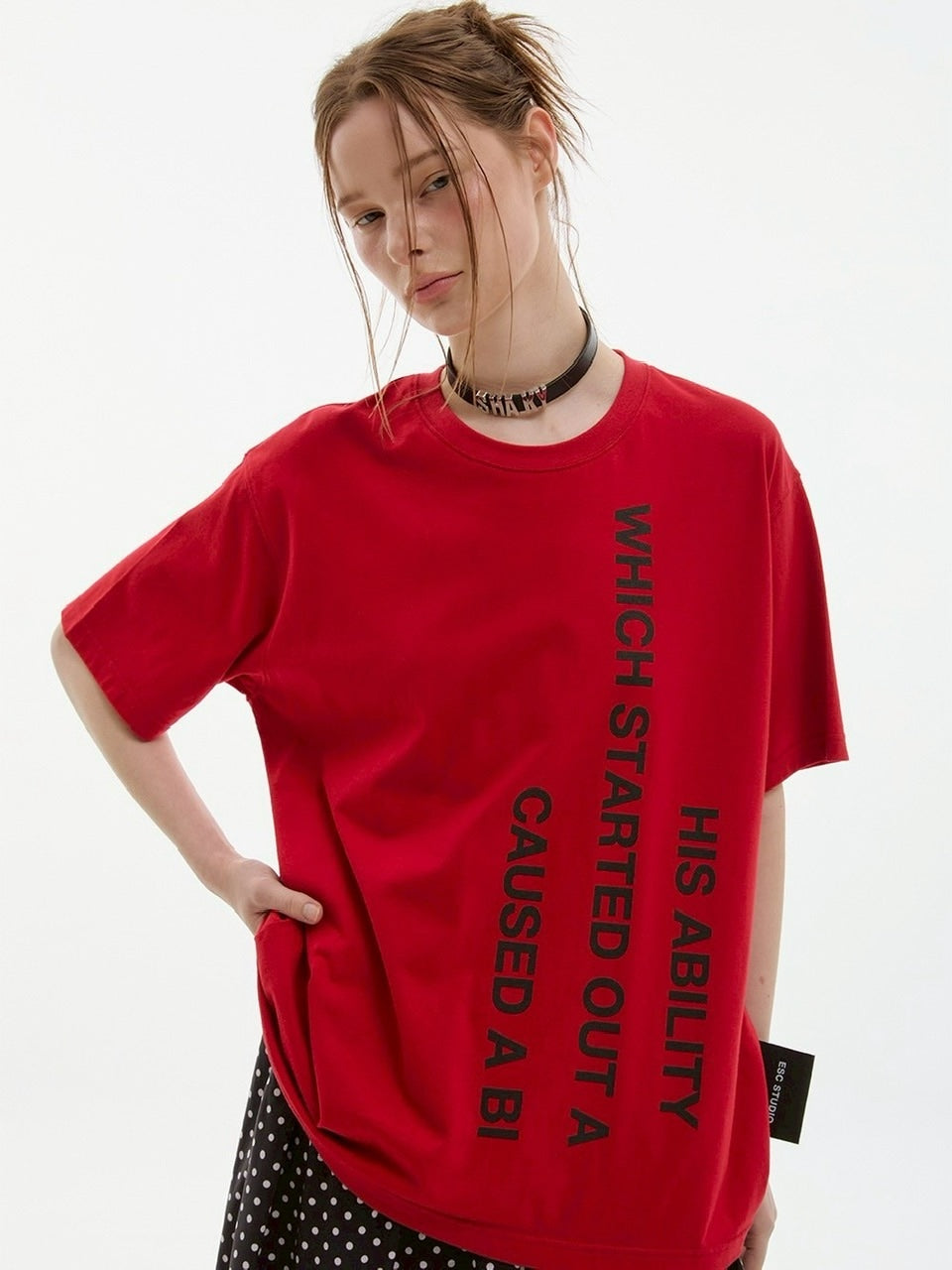 【ESC STUDIO】mega label t-shirt/ 【イーエスシーステュディオ】メガラベルロゴ半袖Tシャツ