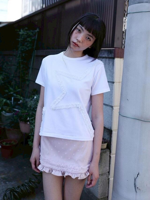 【Uglyshadow】 MESH STAR RUFFLE MINI SKIRT / 【アグリーシャドウ】メッシュスターラッフルミニスカート