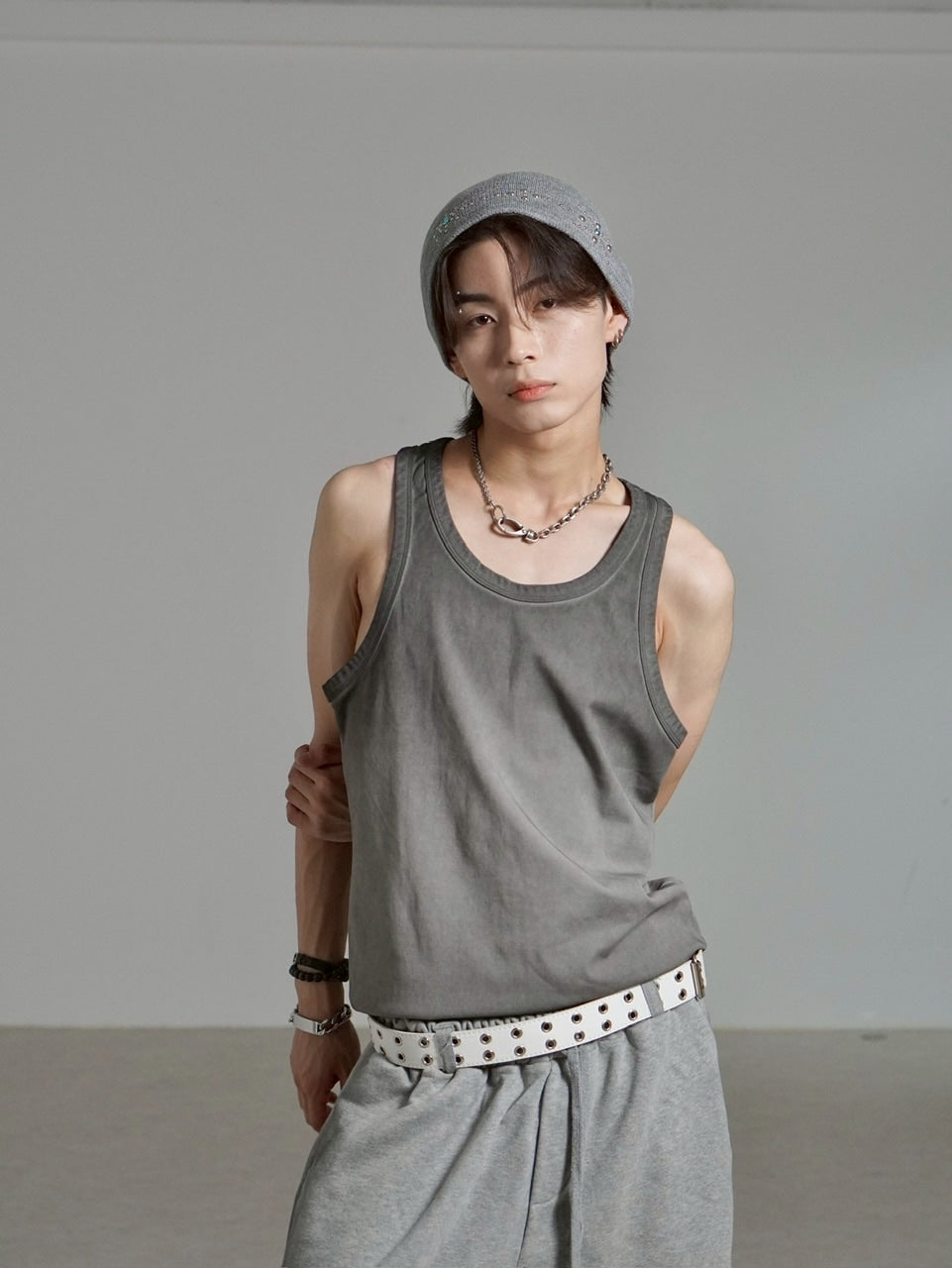 受注制【Chikashitsu +】dirty wash sleeveless / 【チカシツプラス】ダーティウォッシュタンクトップ (2color)