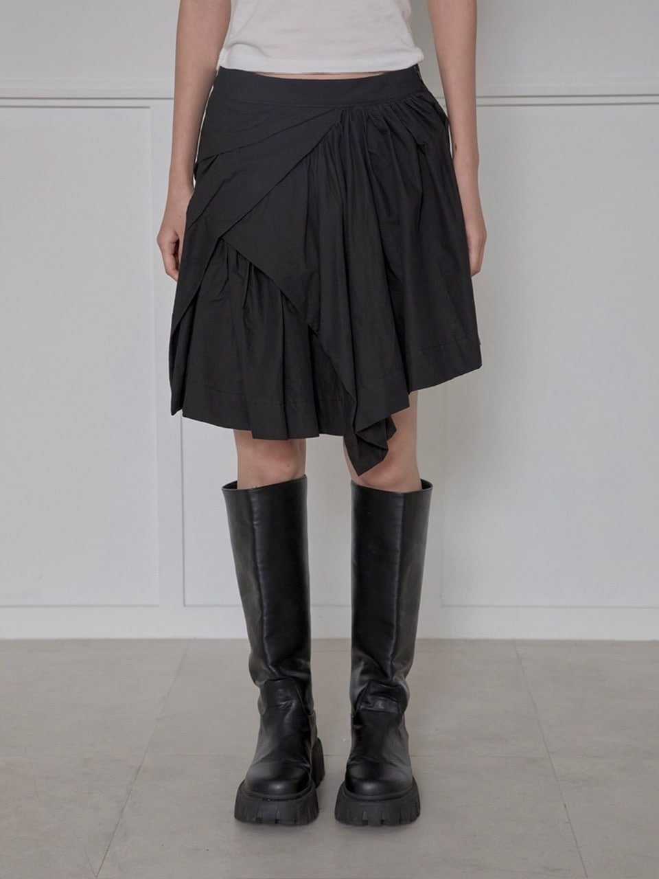 【FLAREUP】Asymmetrical Draped Layered Skirt