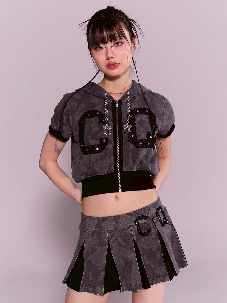 【CHERRYQUIRI】CQ lace stud pleats sk