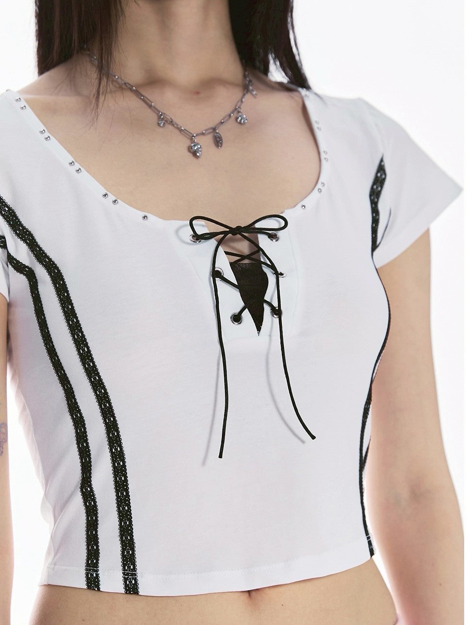 【CHERRYQUIRI】twin lace metalic tee