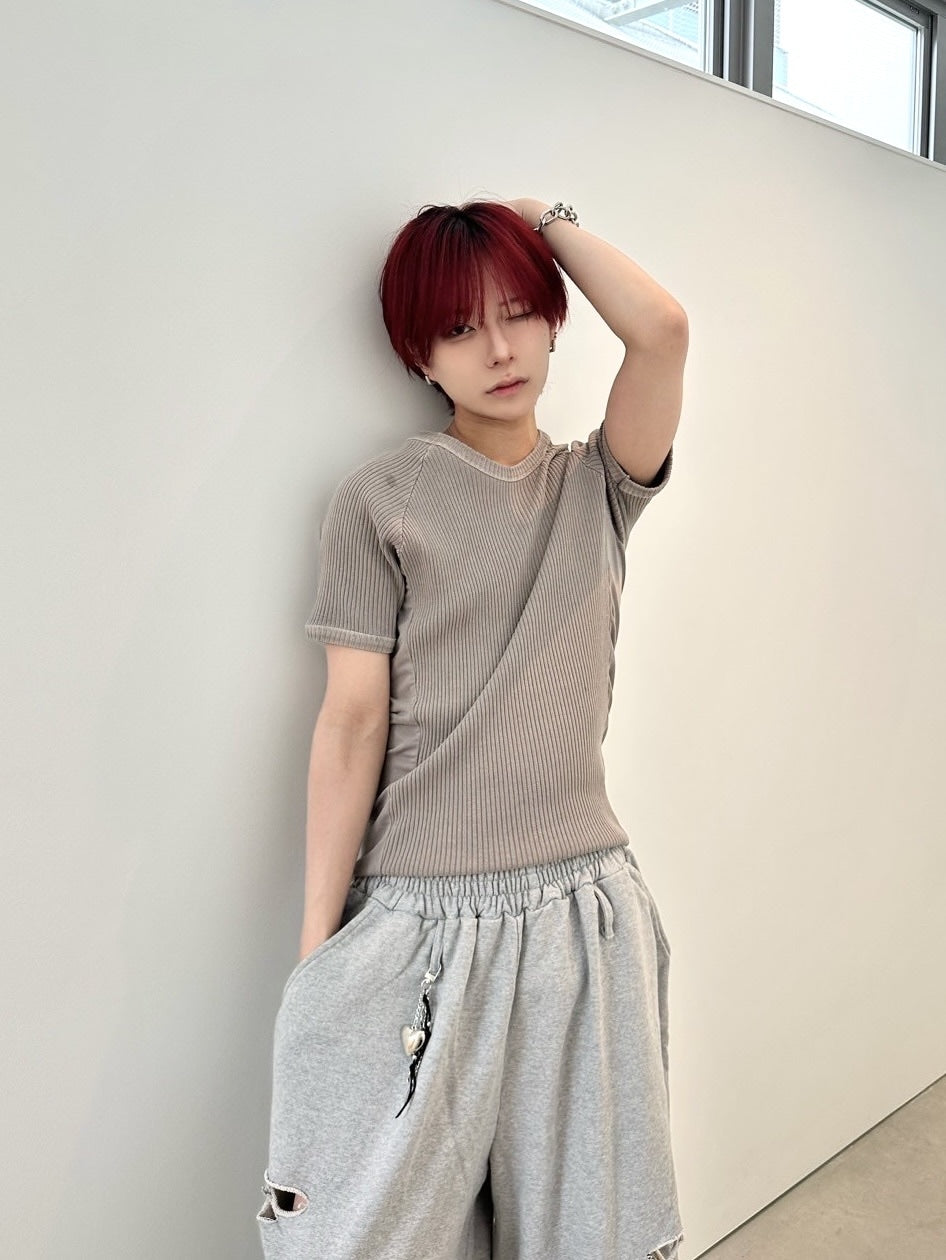 受注制【LUV CODE】mesh pigment rib tee (2color)