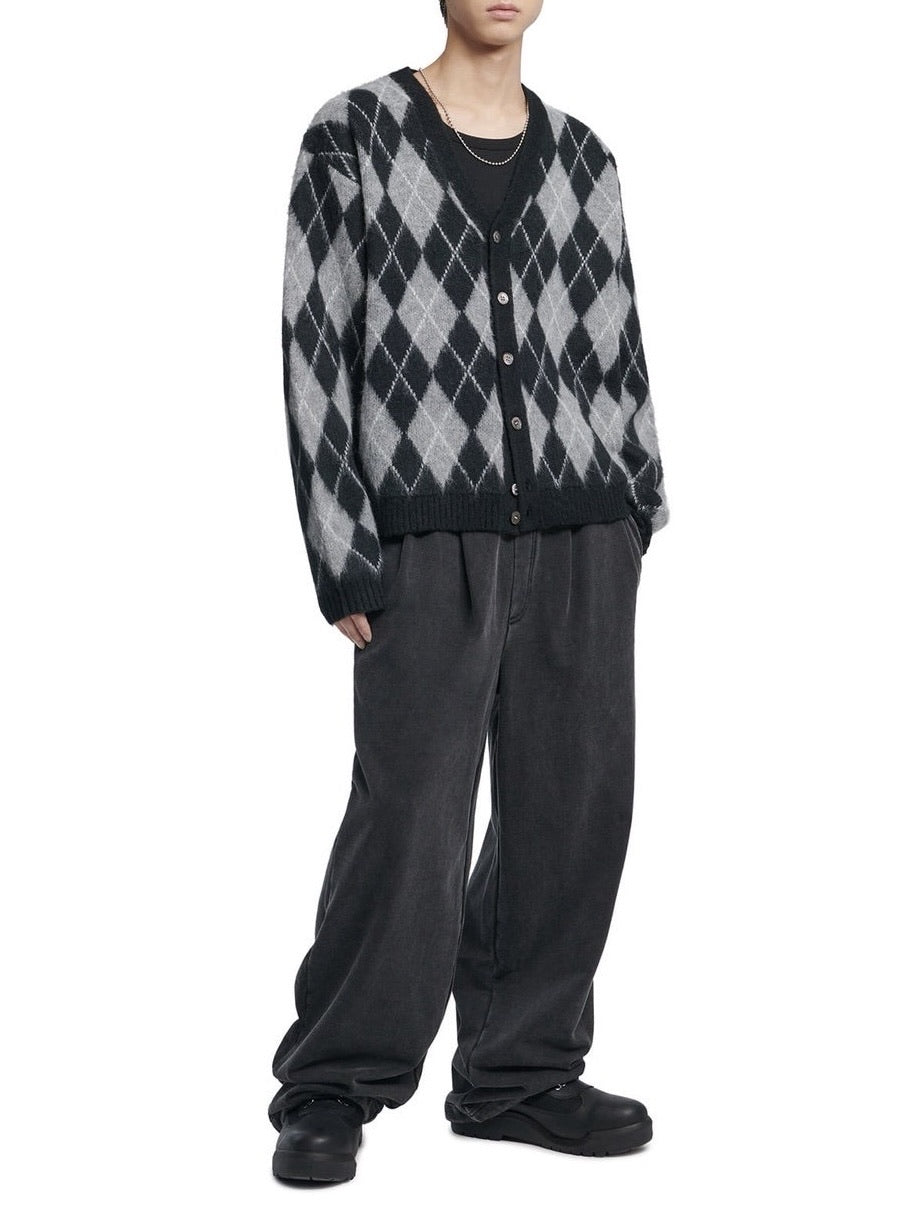 【NOMANUAL】ARGYLE HAIRY CARDIGAN