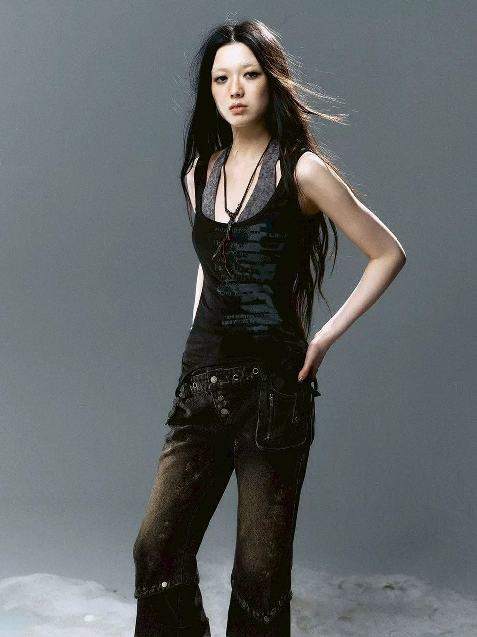 【Cest Nous】Graffiti Tank Top / 【セヌー】2wayグラフィックボーダーレイヤードタンクトップ