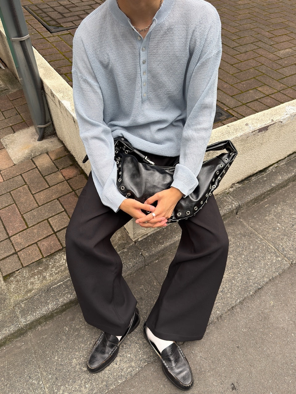 【Chikashitsu +】light touch henry neck knit / 【チカシツプラス】ライトタッチへンリーネックニット (3color)