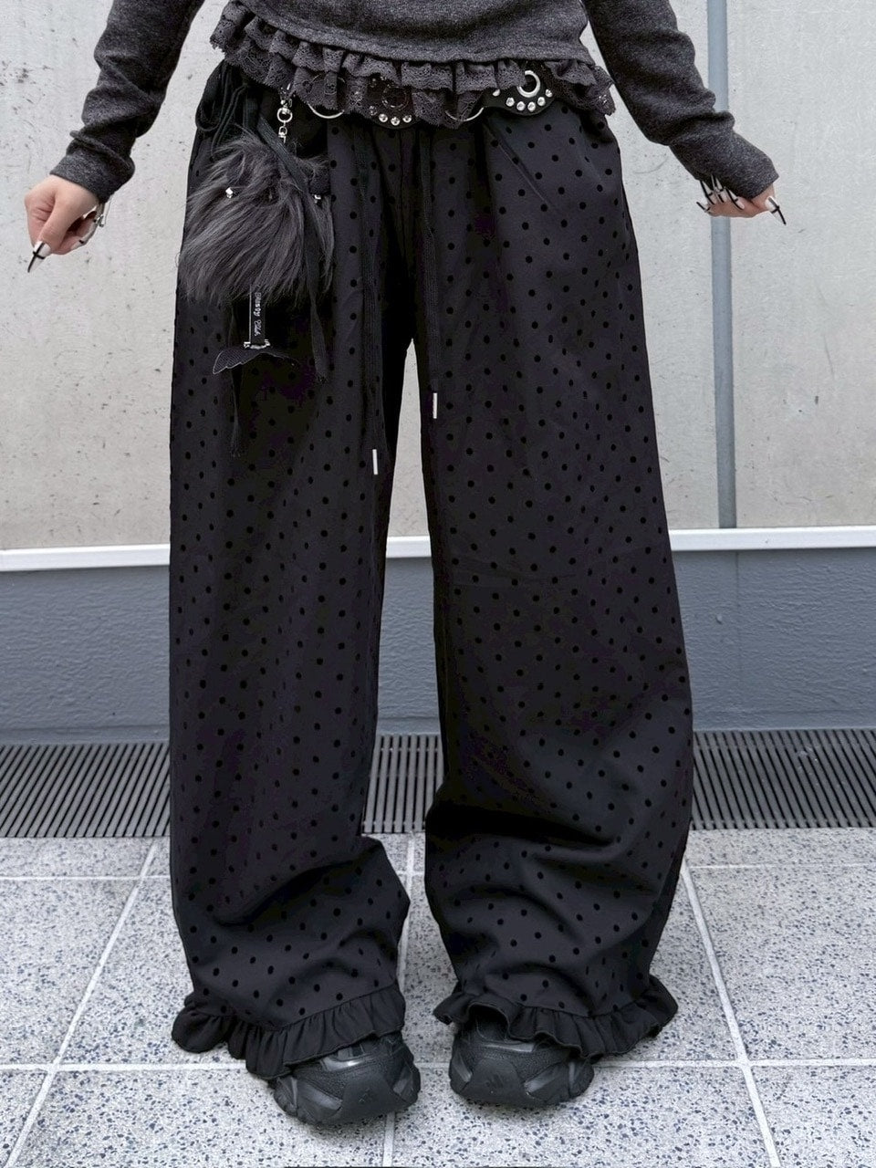 【nmtc +】dot frill pants / 【エヌエムティーシープラス】ドットフリルパンツ (2color)