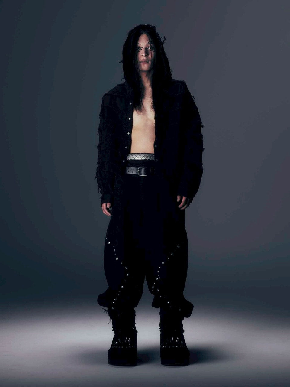 【DIG YOUR OWN GRAVE】PATCHWORK HOODY SHIRTS /【ディグユアオウングレイブ】パッチワークフードチェックシャツ