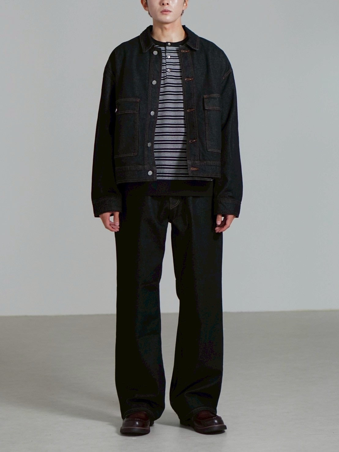 受注制【Chikashitsu +】semi wide rigid denim pants / 【チカシツプラス】セミワイドリジッドデニムパンツ (2color)