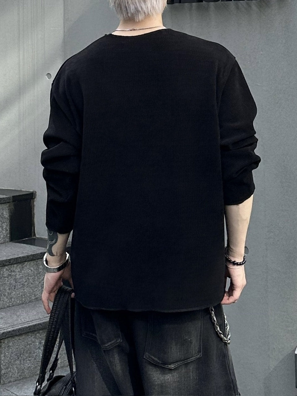 大阪店WEB限定受注制【Chikashitsu +】simple deck v neck knit / 【チカシツプラス】シンプルデッキブイネックニット (3color)