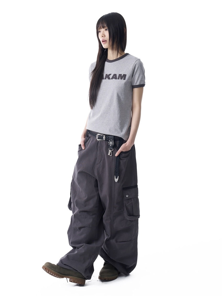 【AAKAM】Logo Patch Ringer Top