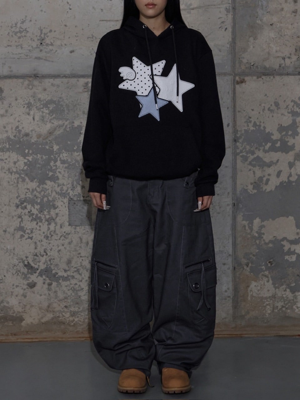 【FANCY CLUB】MIX STAR ANGEL PATCH HOODIE / 【ファンシークラブ】ミックススターエンジェルパッチパーカー