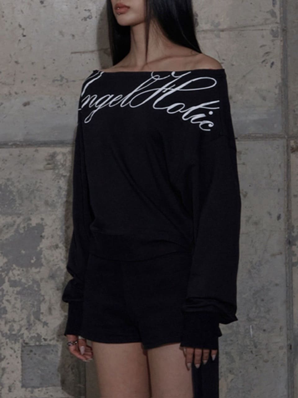 【FANCY CLUB】BOATNECK RIBBON TIE SWEATSHIRT / 【ファンシークラブ】ボートネックリボンタイスウェット長袖Ｔシャツ