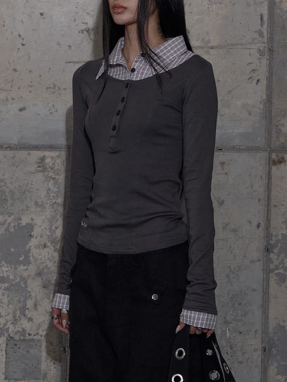 【FANCY CLUB】SHIRT LAYERED LONG SLEEVE / 【ファンシークラブ】シャツレイヤード長袖Ｔシャツ