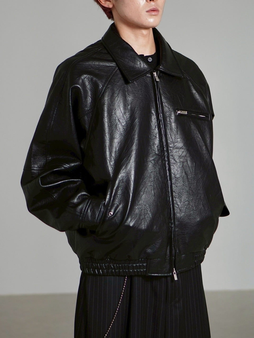 受注制【Chikashitsu +】bomber synthetic material jacket / 【チカシツプラス】ボンバーシンセティックマテリアルジャケット (2color)