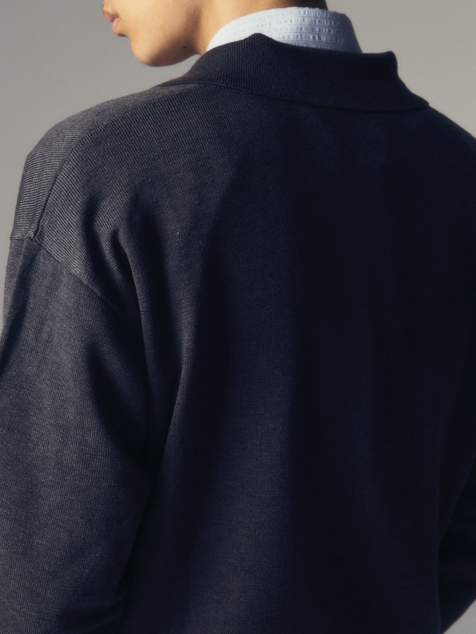 【CS】wool touch knit polo (charcoal) / 【シーエス】ウールタッチニットポロ