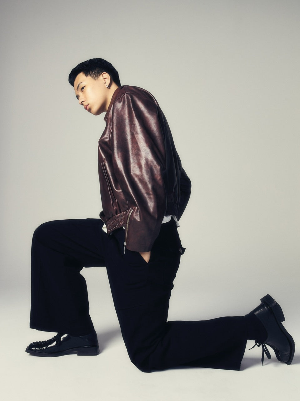 【CS】multi zip faded wash blouson (red brown)