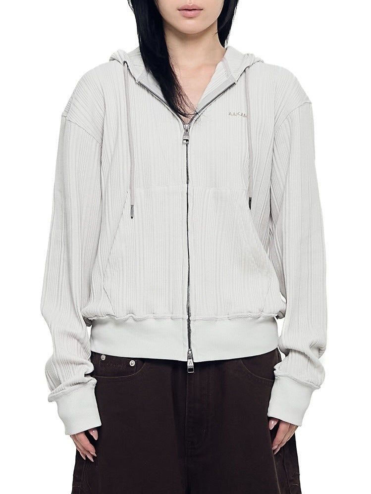 【AAKAM】Knitted Zip-Up Hoodie