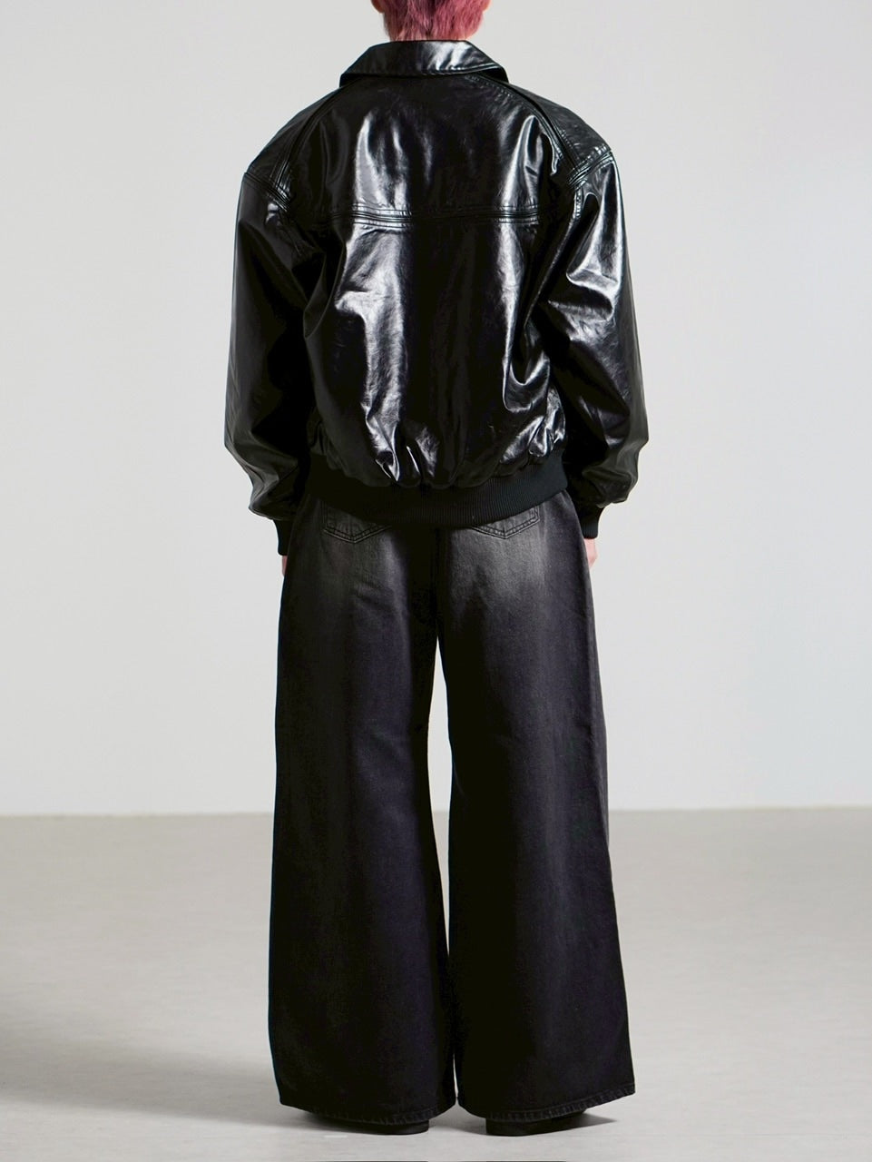 受注制【Chikashitsu +】round stitch non-leather jacket / 【チカシツプラス】ラウンドステッチノンレザージャケット (2color)