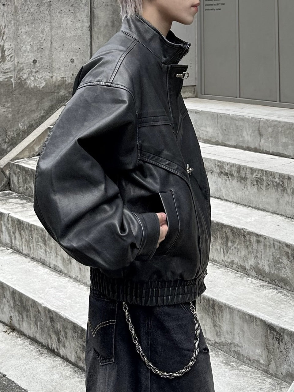 大阪店WEB限定受注制【Chikashitsu +】overfit fireman leather jacket / 【チカシツプラス】オーバーフィットファイアマンレザージャケット (2color)