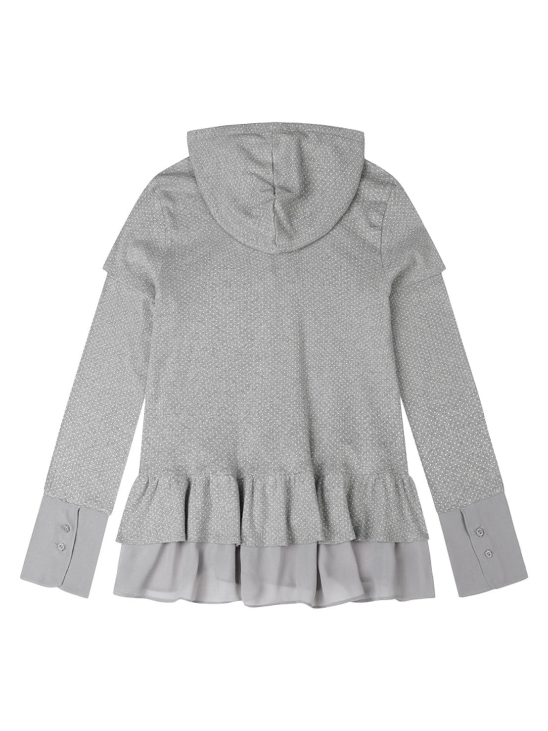 【TUOMIO】FRILL CHIFFON HOODIE / 【トゥオミオ】フリルシフォンフードパーカー