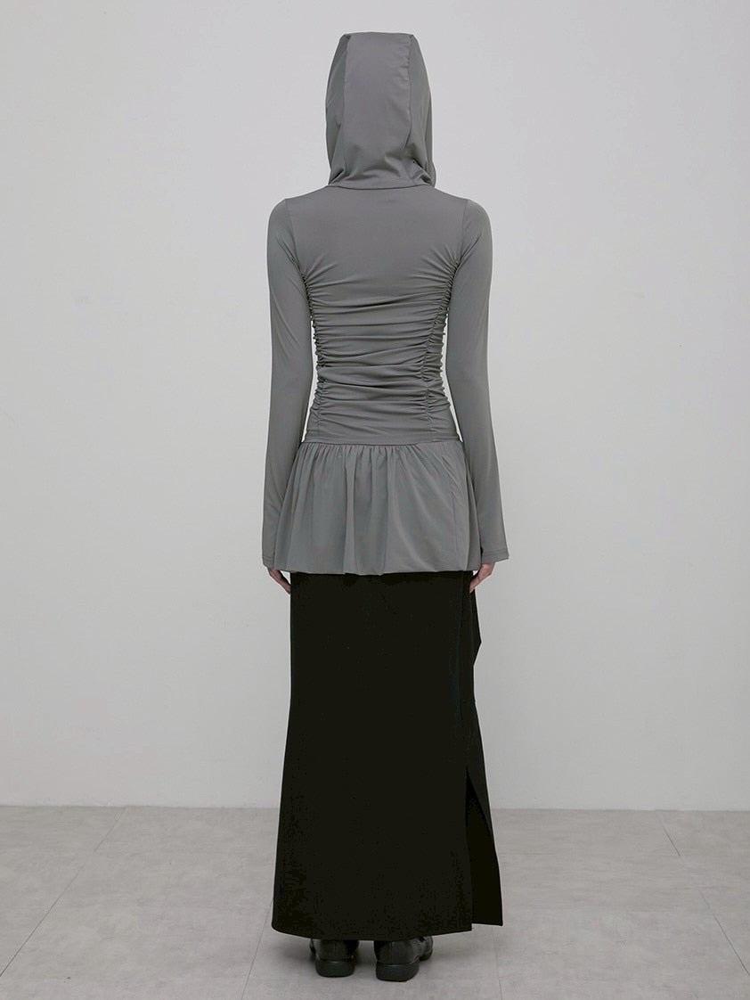 【FLAREUP】Hooded High Neck Long Dress / 【フレアアップ】フードハイネックロングドレス