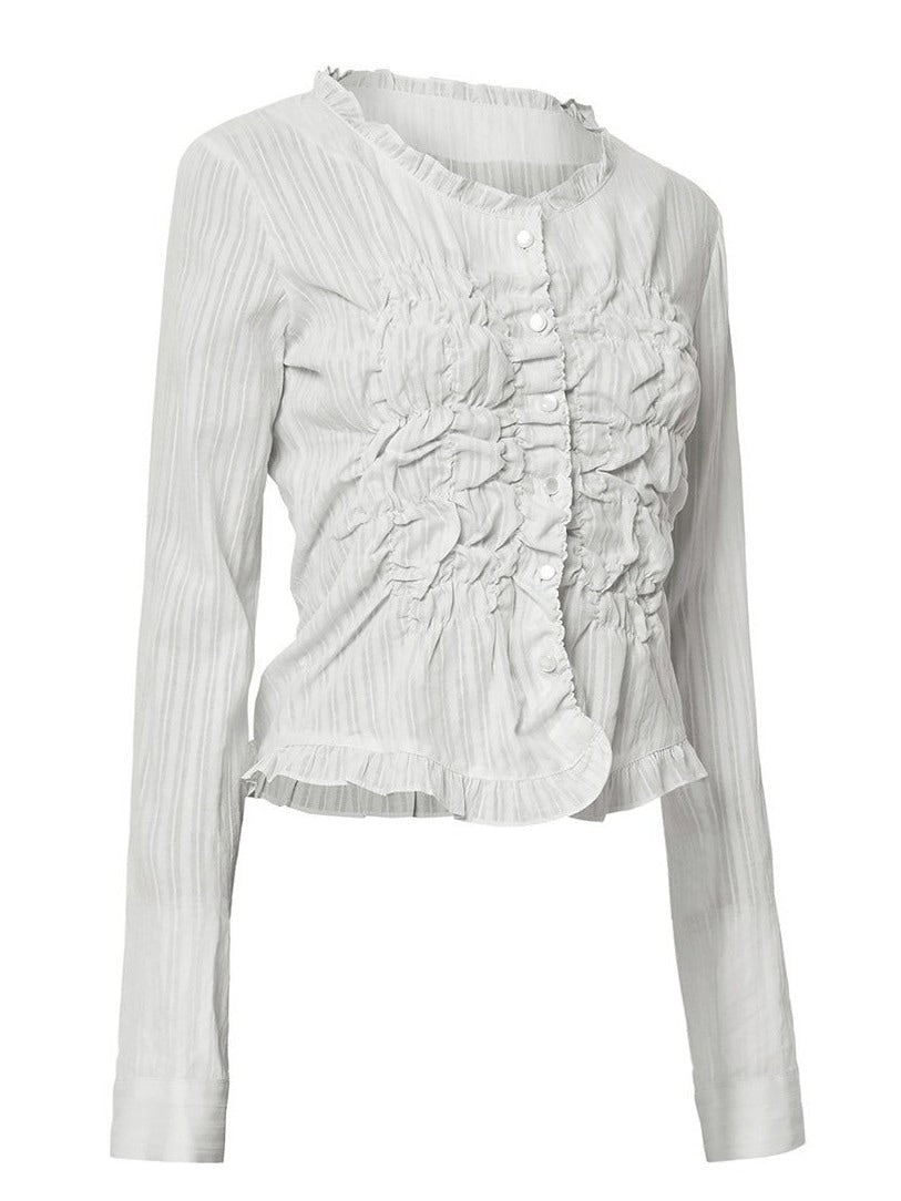 【FLAREUP】Saya Frill Puff Long Blouse / 【フレアアップ】サヤフリルパフロングシャツ