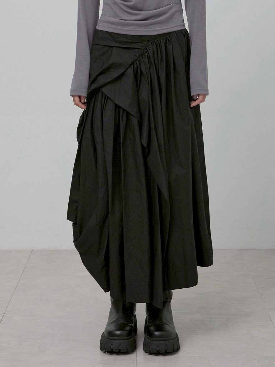 【FLAREUP】Asymmetrical Draped Layered Long Skirt / 【フレアアップ】アシンメトリードレープレイヤードロングスカート