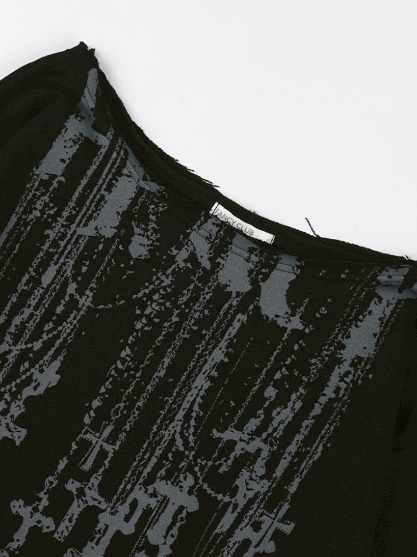 【FANCY CLUB】NECKLISS ONE-SHOULDER SWEATSHIRT / 【ファンシークラブ】ネックレスワンショルダースウェット長袖Tシャツ "