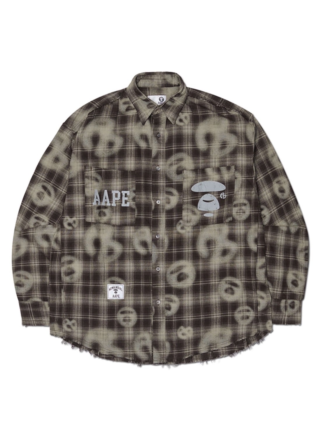 【AAPE X NOMANUAL】AAPE X NOMANUAL SPRAYED SYMBOL CHECK SHIRT