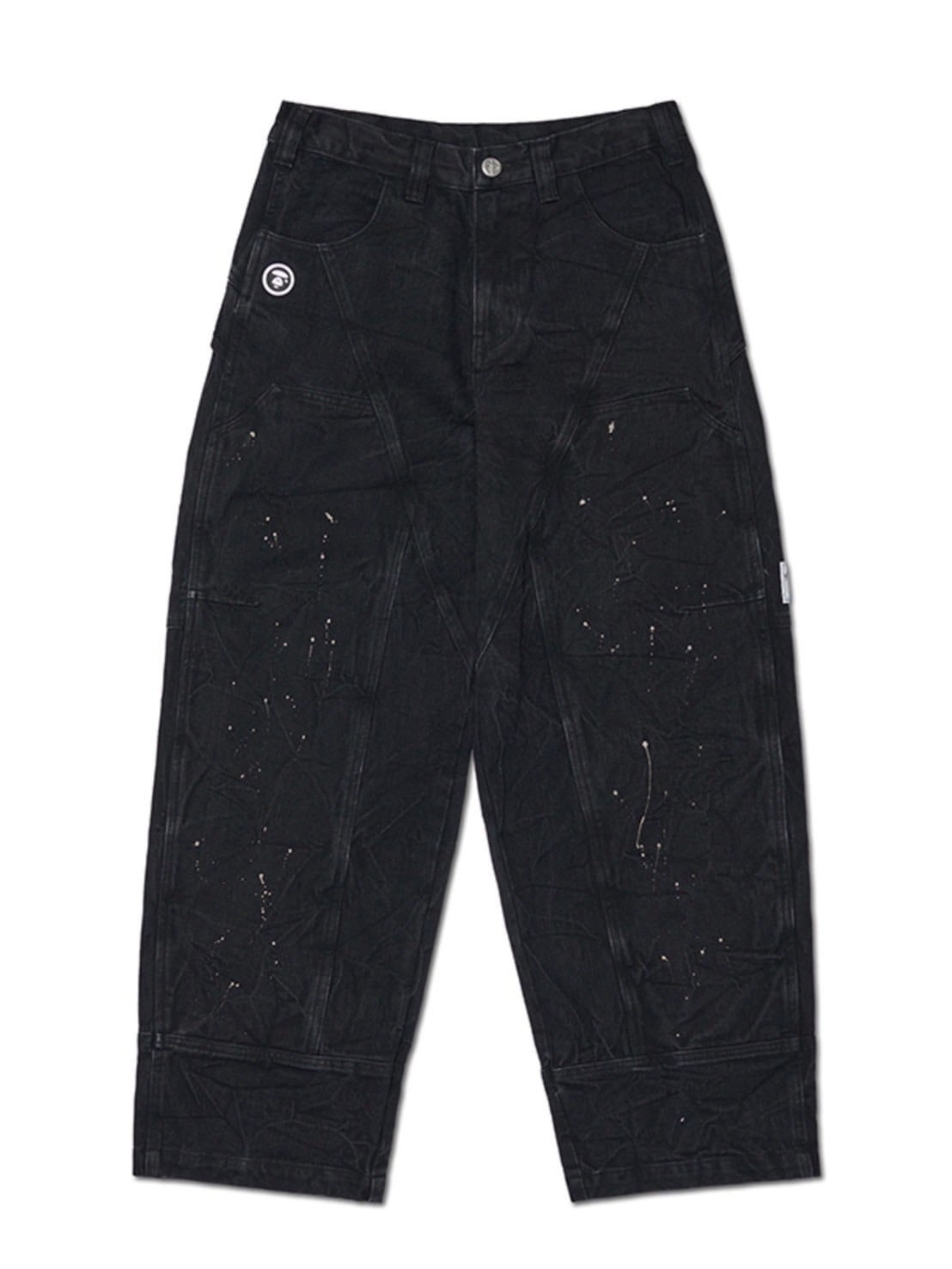 【AAPE X NOMANUAL】AAPE X NOMANUAL PAINTED DOUBLE KNEE DENIM PANTS