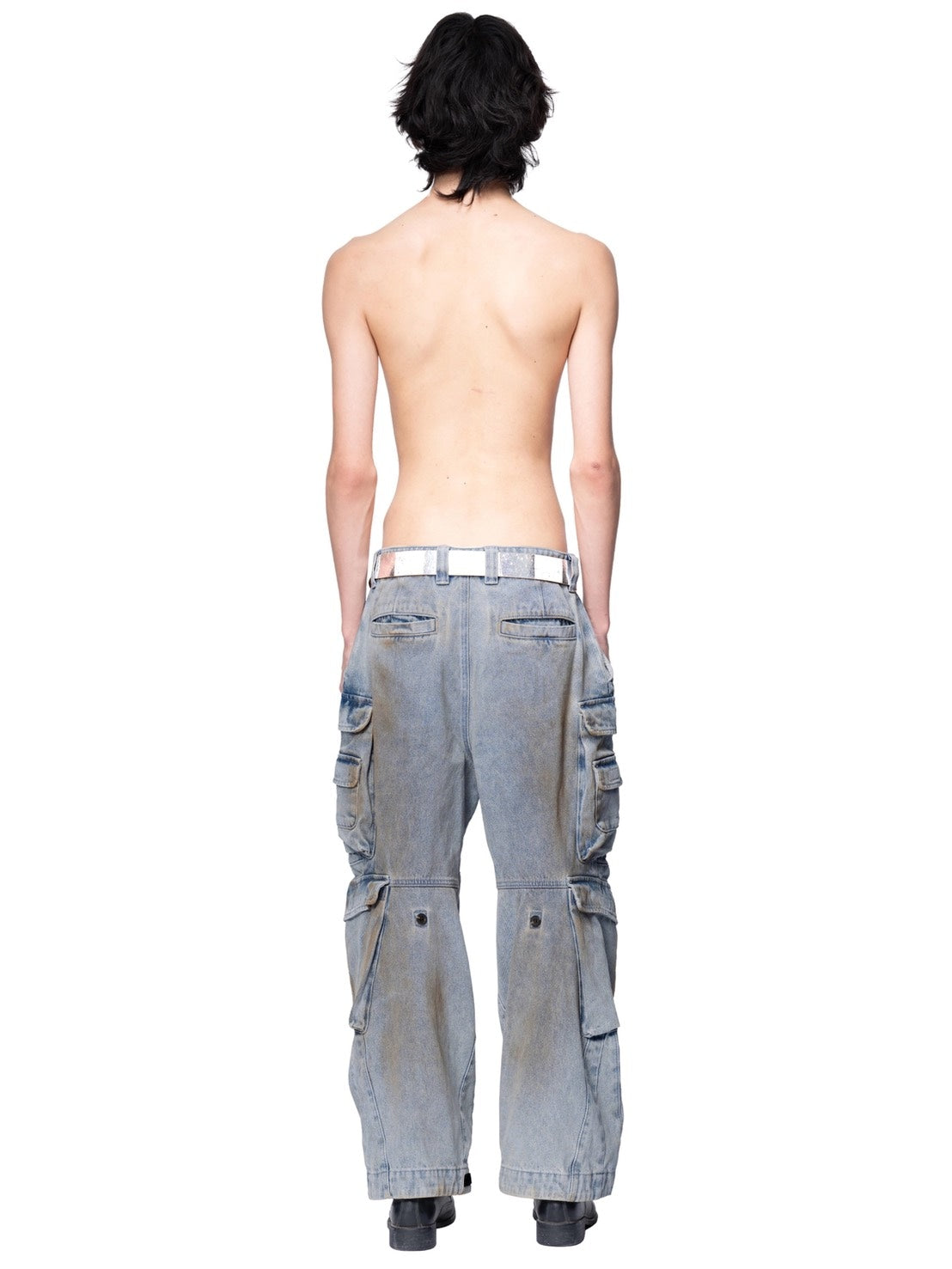 【The Boy Has No Patience】Adjustable Multi-Pocket Wiping Overalls / 【ザボーイハズノーペーシェンス】マルチポケットデニムパンツ