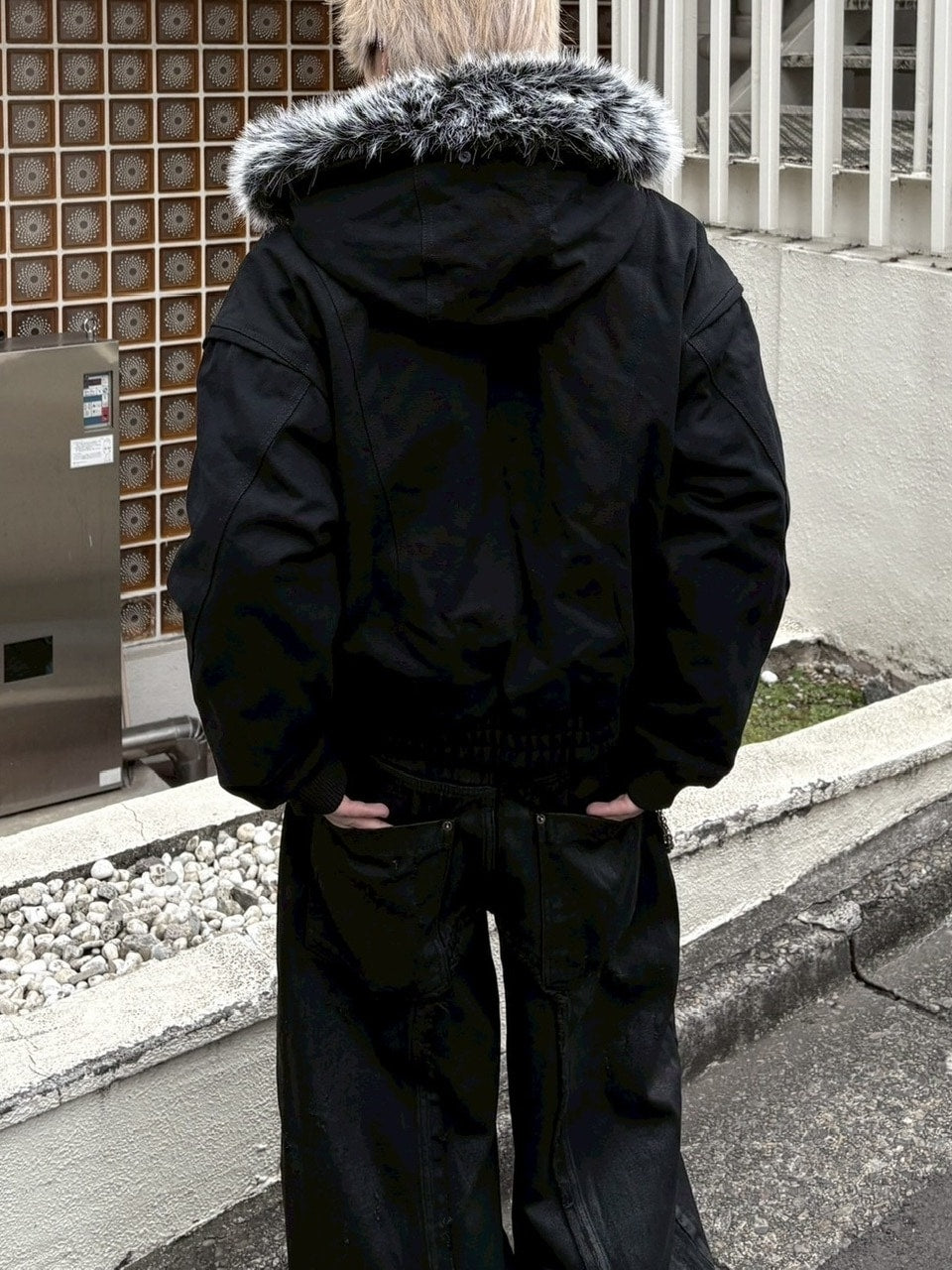【youll】cropped fur hooded blouson