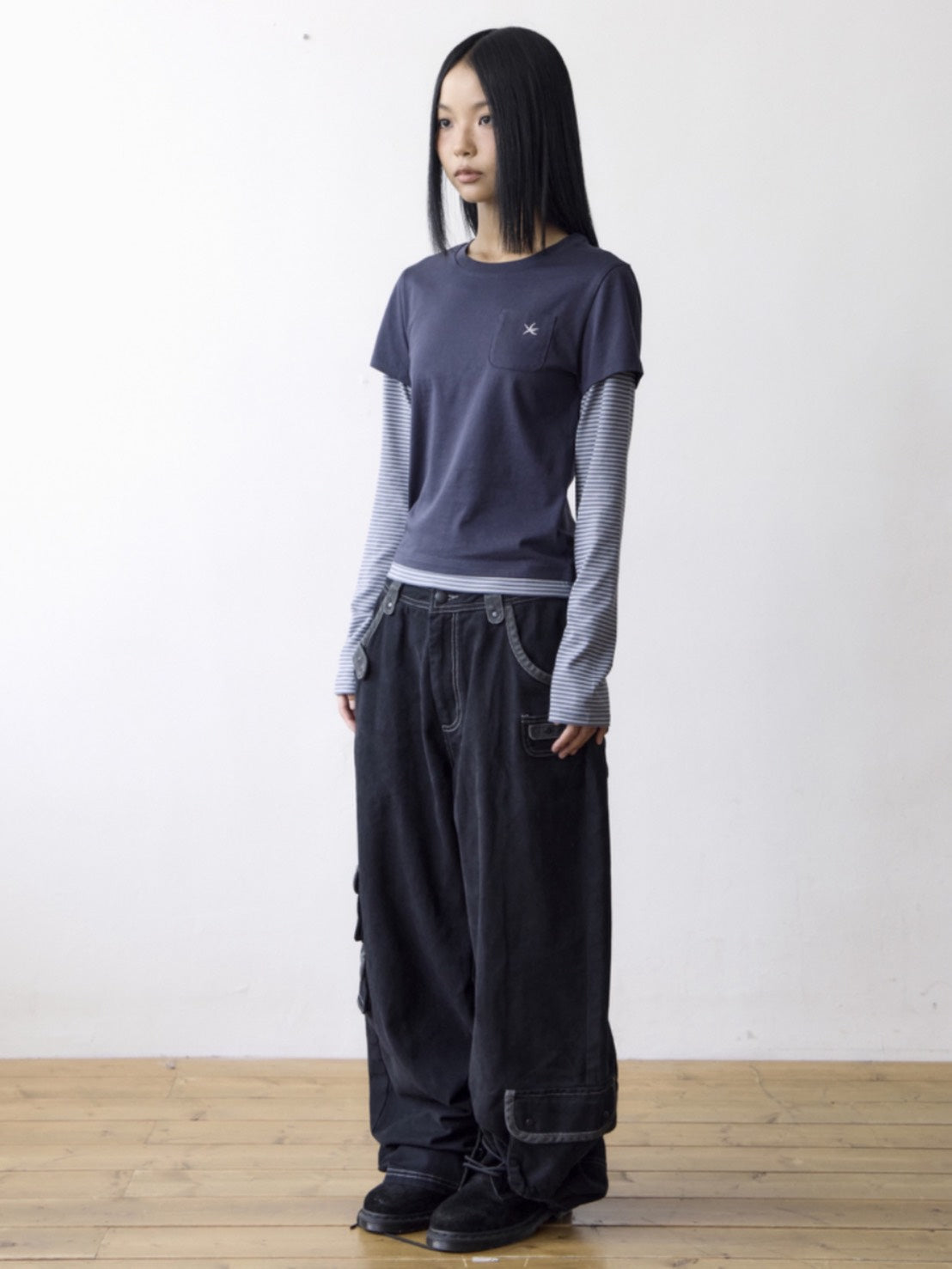 【THECOLDESTMOMENT】TCM stripe layered long sleeve