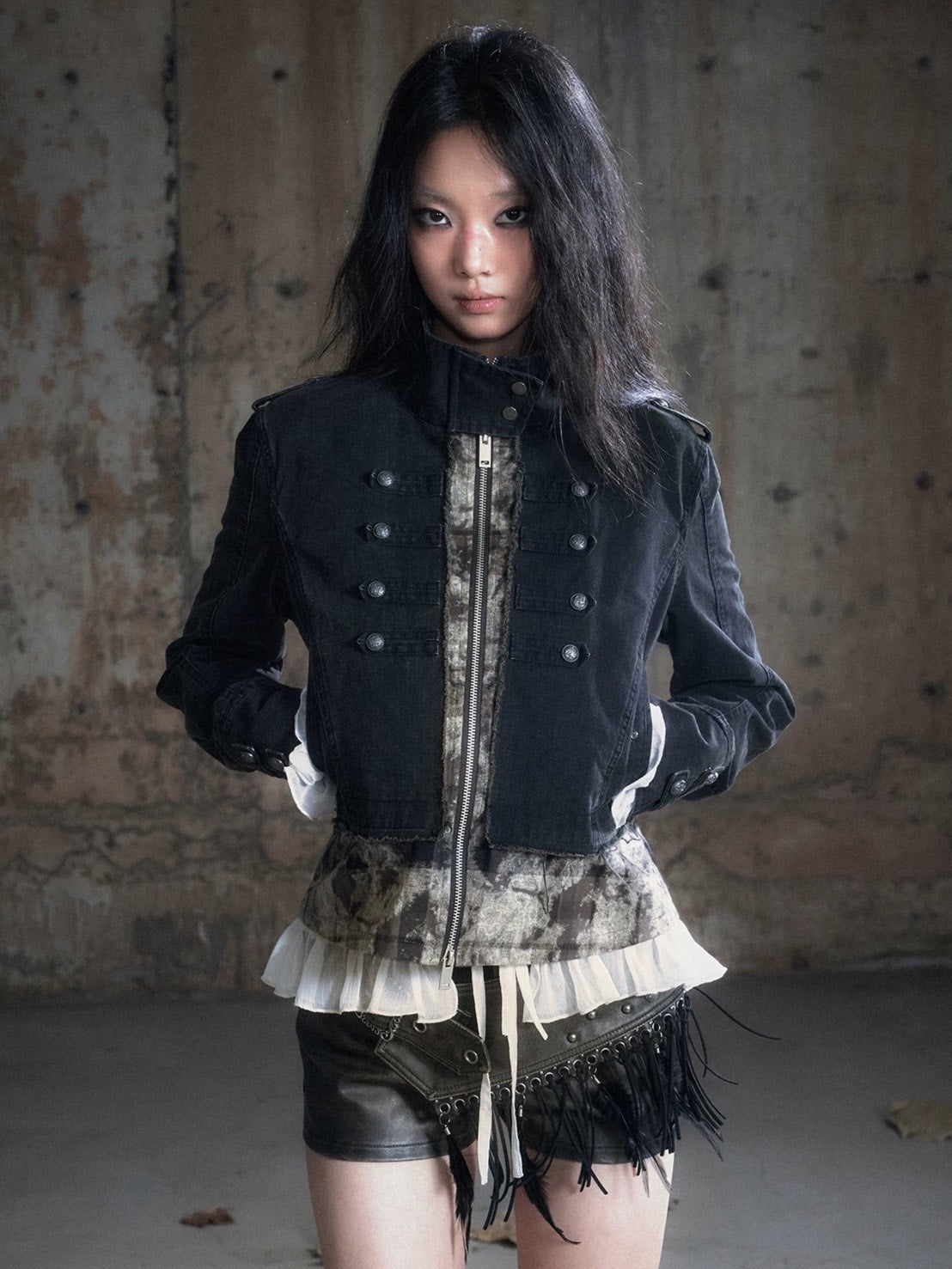 【Cest Nous】Baroque Jacket / 【セヌー】ハイネックバロックジップアップデニムジャケット