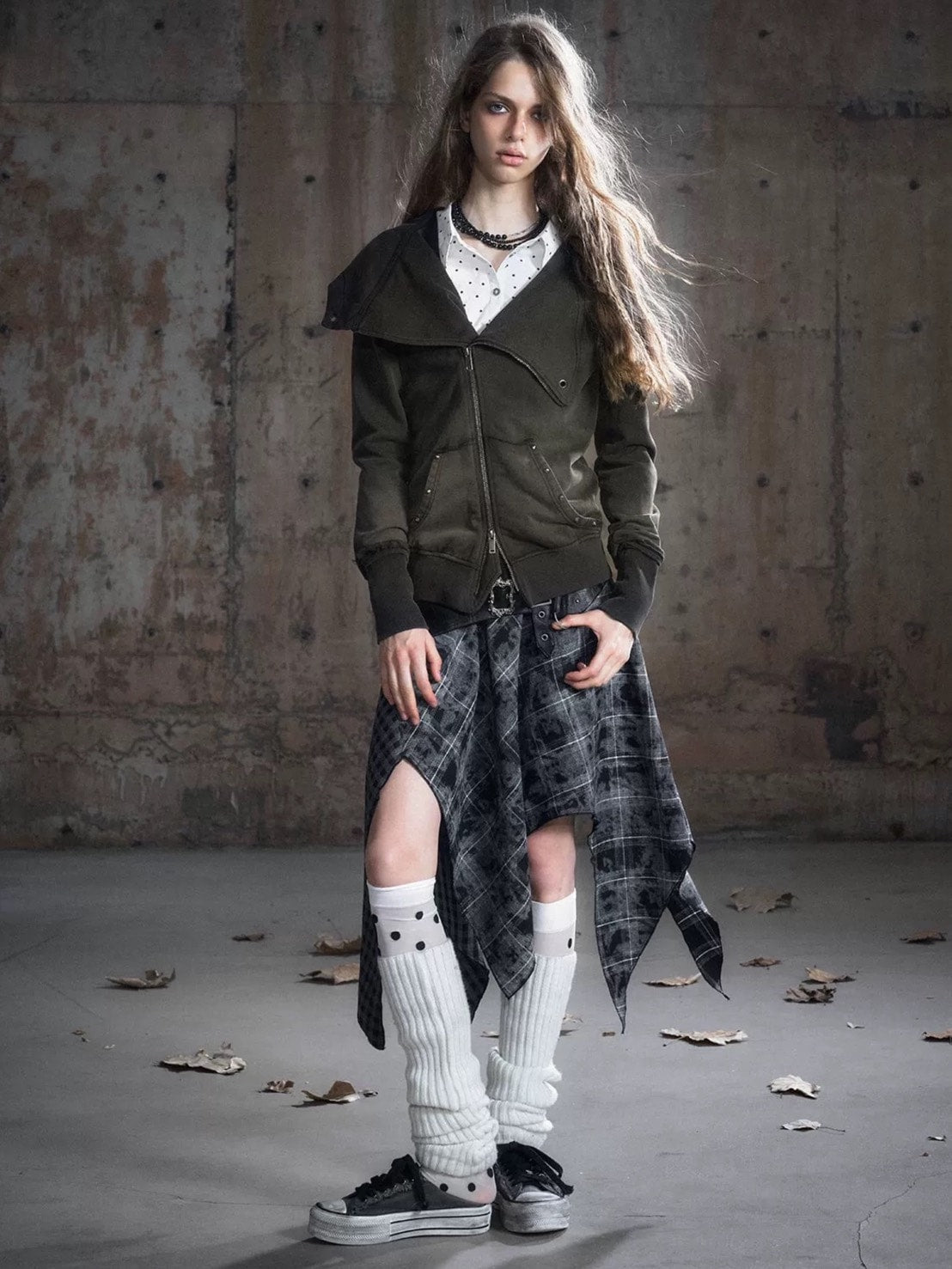 【Cest Nous】Belted Plaid Skirt / 【セヌー】ベルトアシンメトリースカート