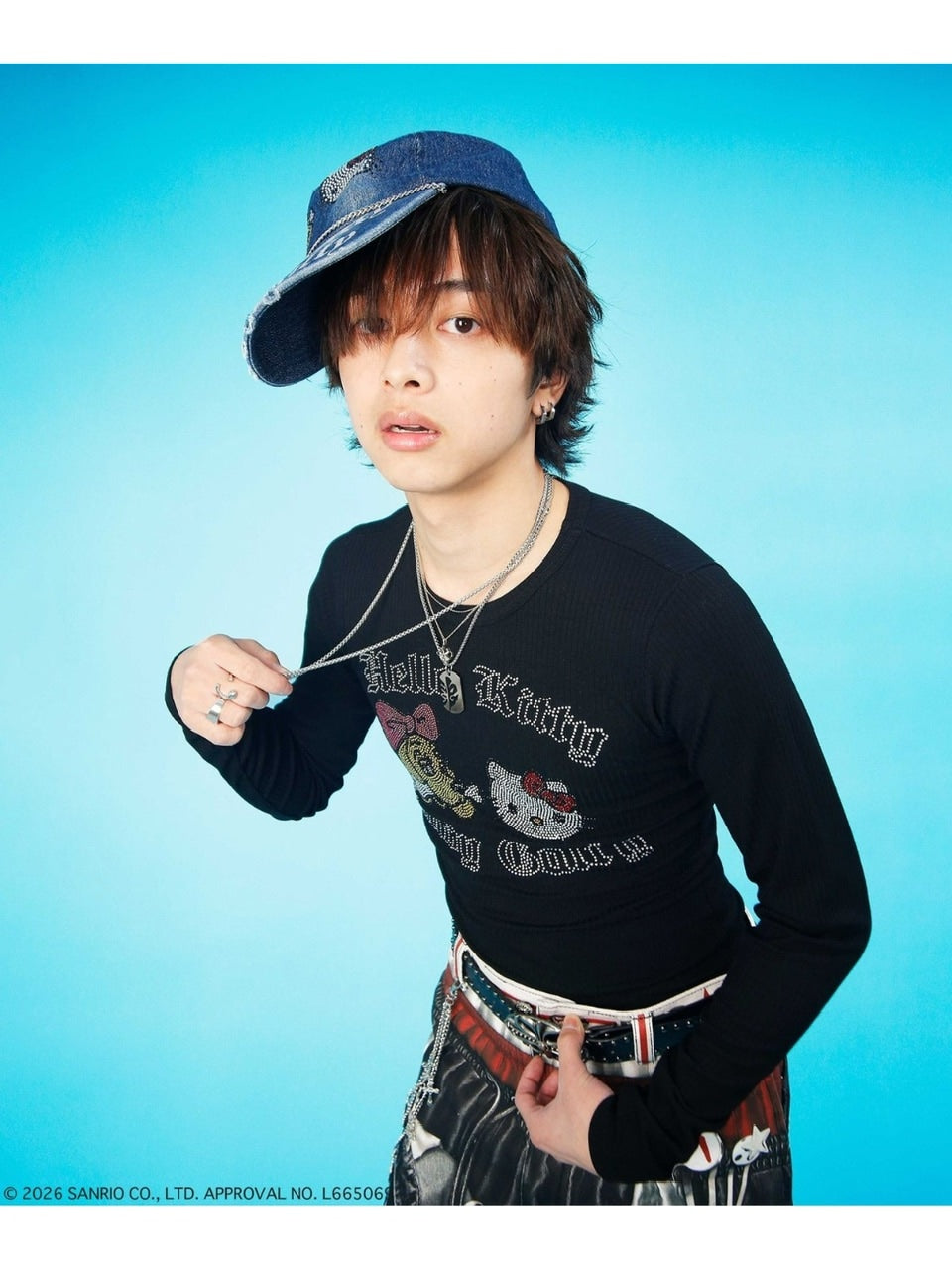 【GALFY×KITTY】キラキラキティガルTee / 【ガルフィー×キティー】ラインストーンシースルー長袖Tシャツ