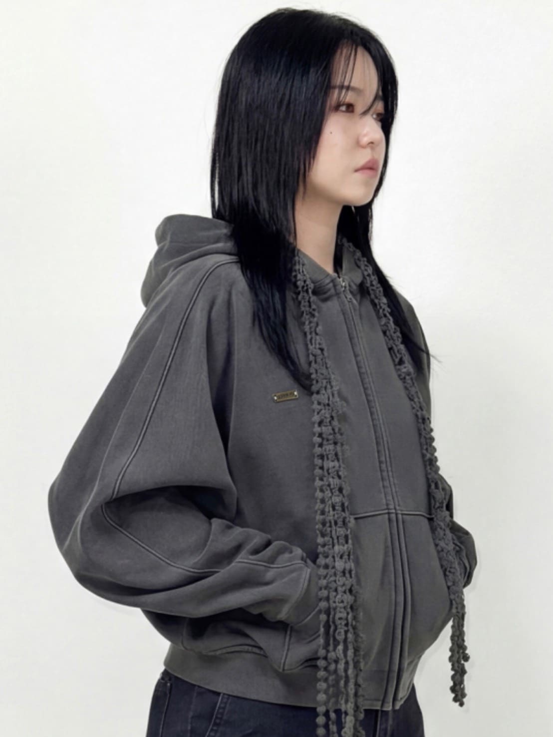 着画、物撮りまだ【AJOBYAJO】Laced Multi-Drawstring Zip-Up Hoodie