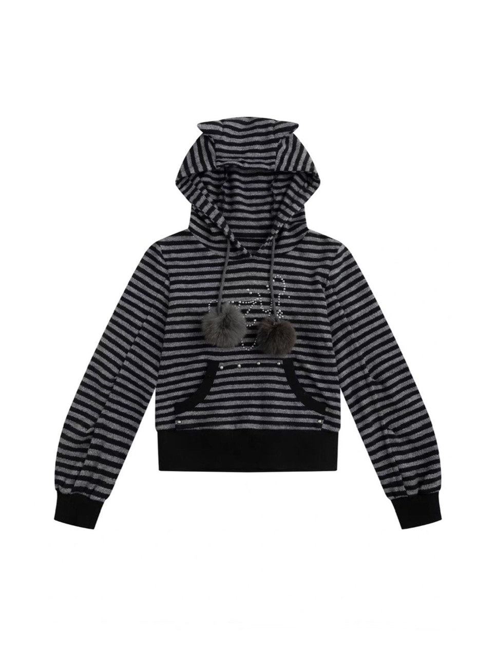 【Cest Nous】Striped cat-ear Striped cat-ear pullover parker / 【セヌー】ボーダーキャットイヤープルオーバーパーカー