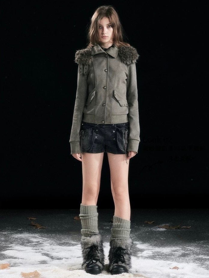 【Cest Nous】Bloom-style denim shorts / 【セヌー】レースアップリベットショートデニムパンツ