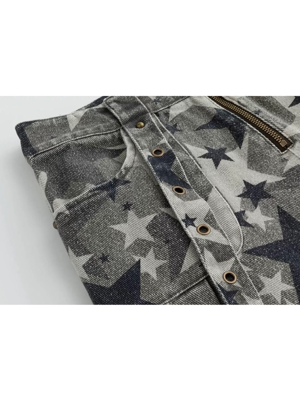 【Cest Nous】Star camouflage capri pants / 【セヌー】スターカモフラージュポケットハーフパンツ