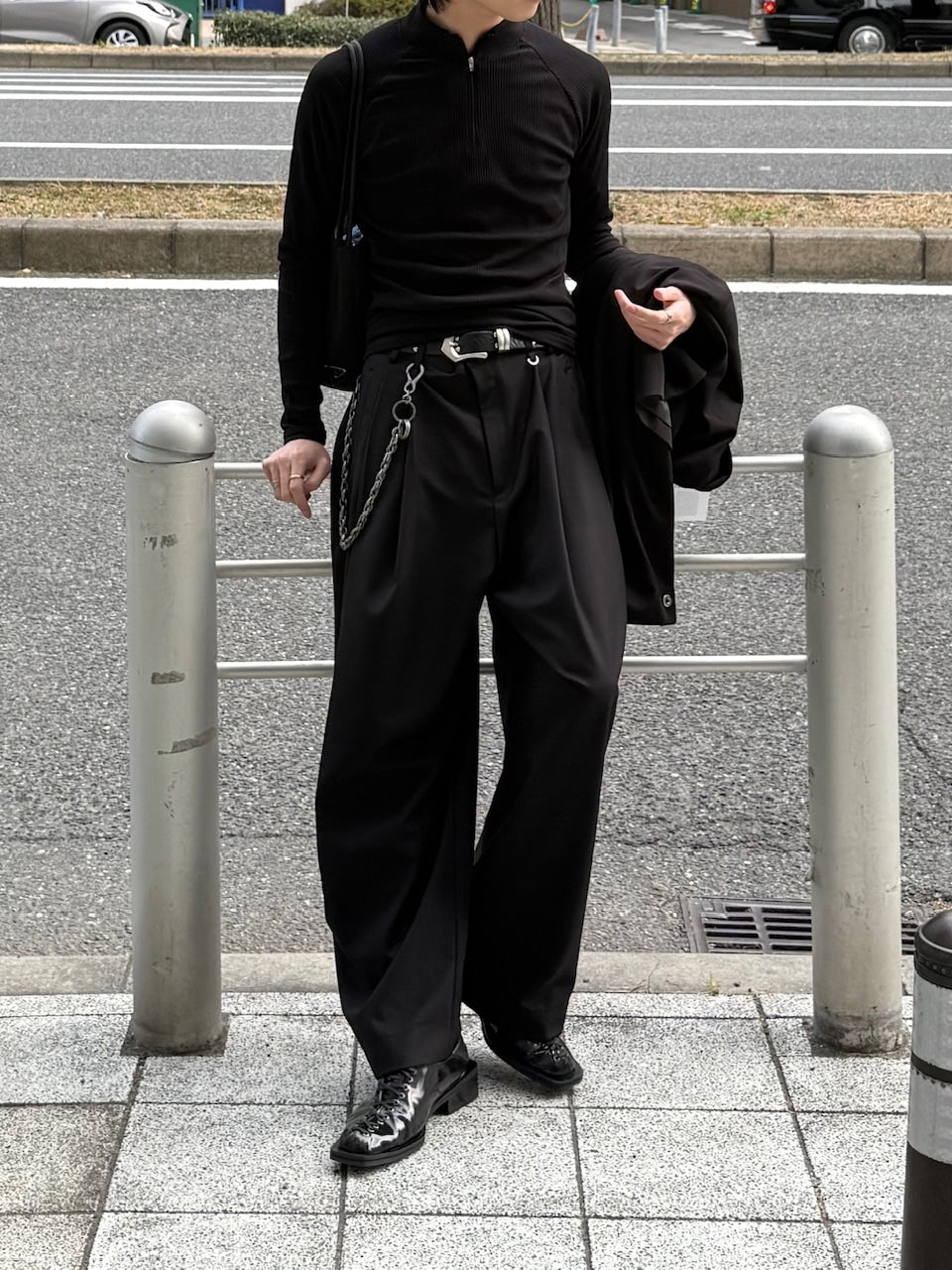 受注制【Chikashitsu +】two-tuck wide slacks / 【チカシツプラス