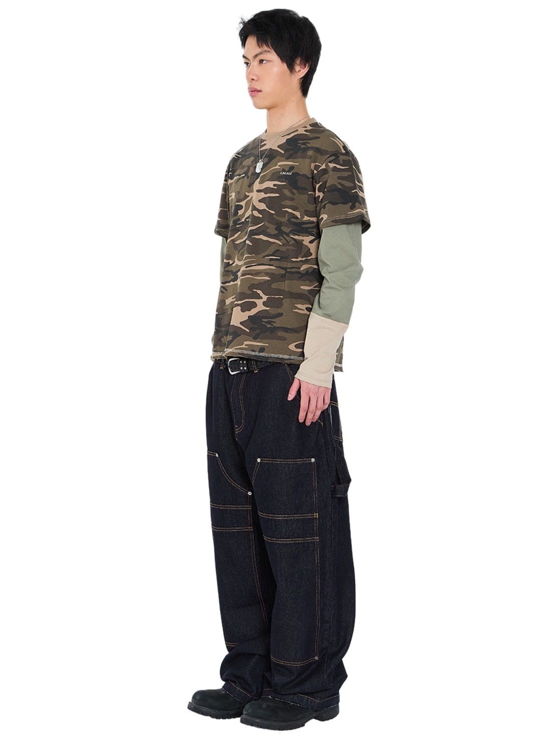 【AAKAM】Camouflage layered Long Sleeve