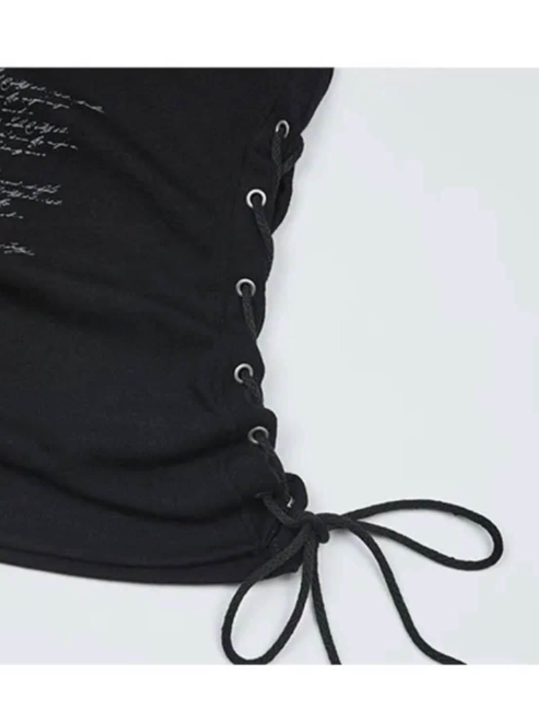 【NOT KNOWING】Fur Off Shoulder Lace Up Top