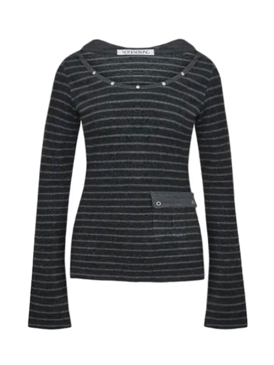 【NOT KNOWING】U Neck Stud PK Hoodie