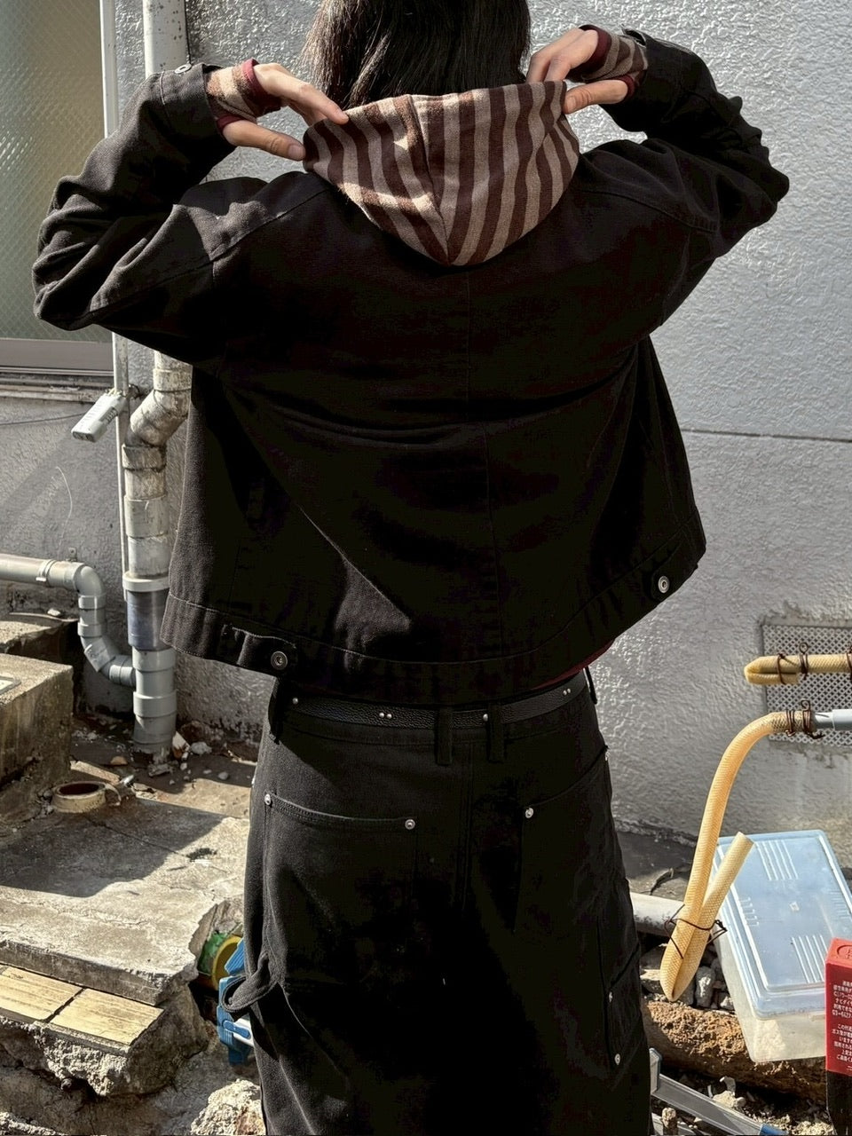 受注制【youll】asymmetry border henley hoodie (2color)