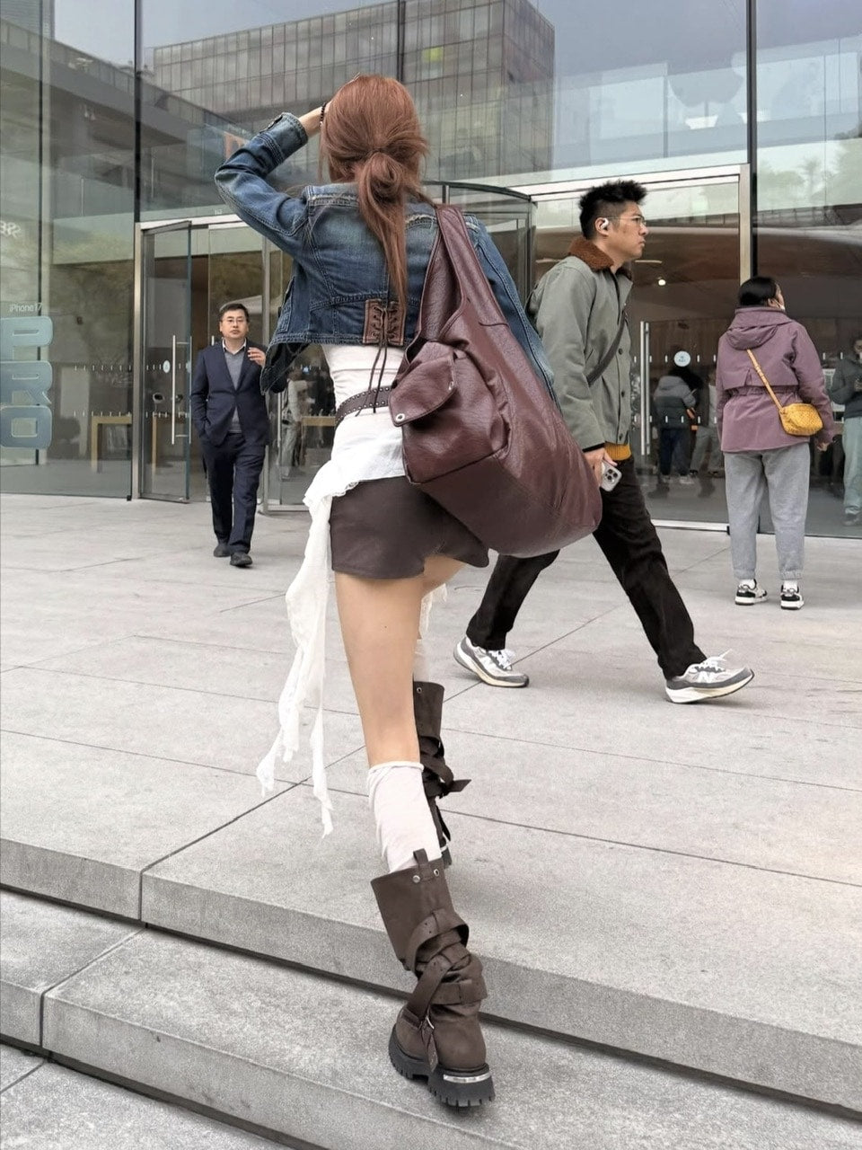 【BLACK PURPLE】Rusk Strap Slouched Boots