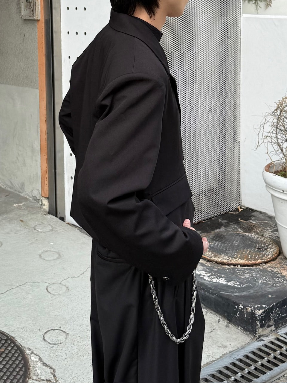 大阪店WEB限定受注制【Chikashitsu＋】mettal buckle cropped jacket / 【チカシツプラス】メタルバックルクロップジャケット