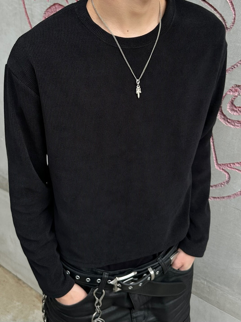 大阪店WEB限定受注制【Chikashitsu＋】cropped waffle long sleeve / 【チカシツプラス】クロップワッフルロングスリーブ (2color)