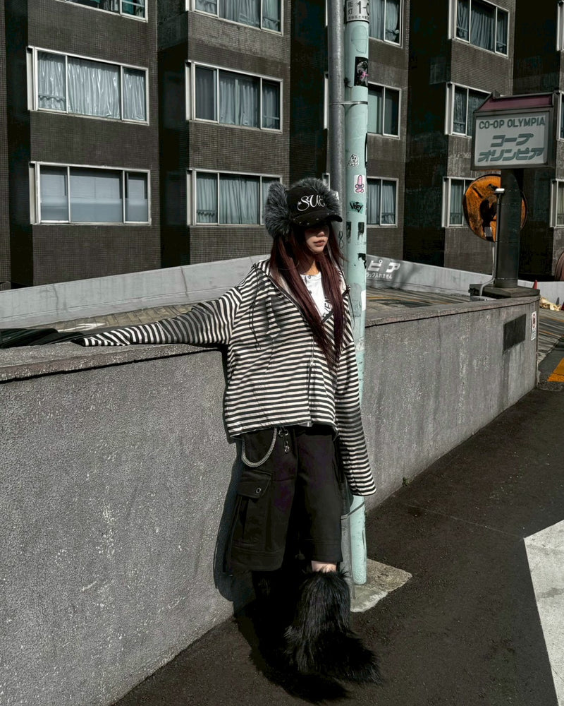 【Never mind the XU】spray cross zip up hoodie (3color)